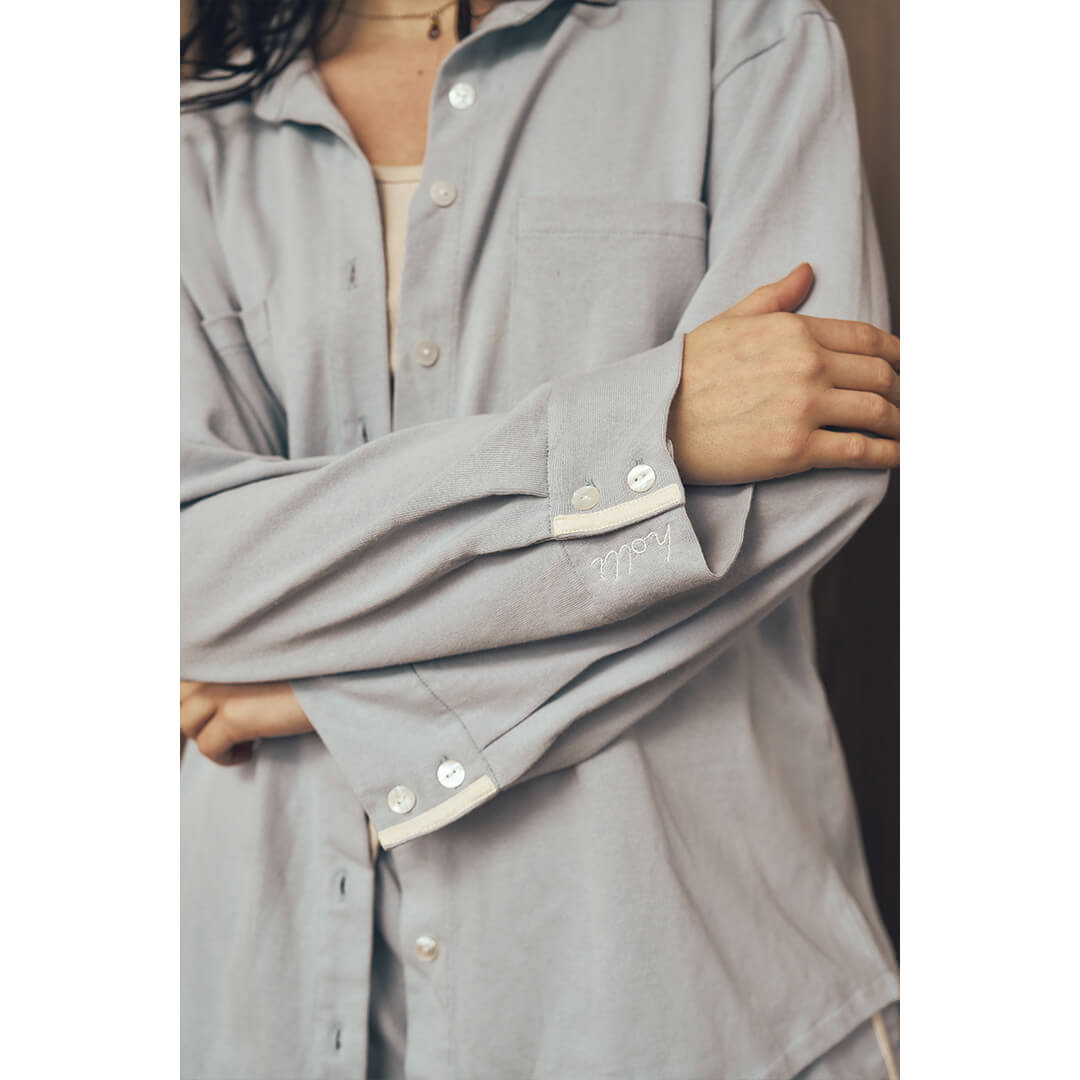 Stripe Travel Button Down - cuff emboridery detail