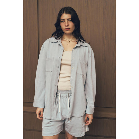 Stripe Travel Button Down - front detail open